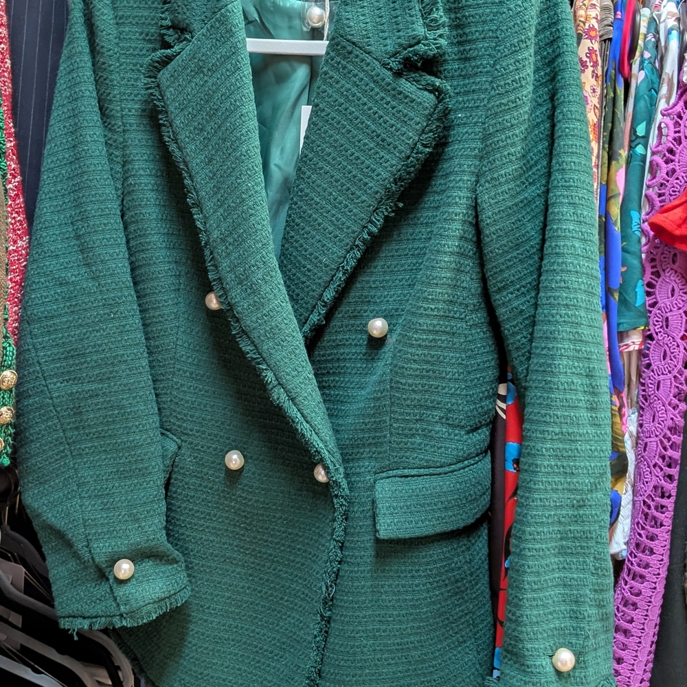 Vici Emerald Green Textured Blazer